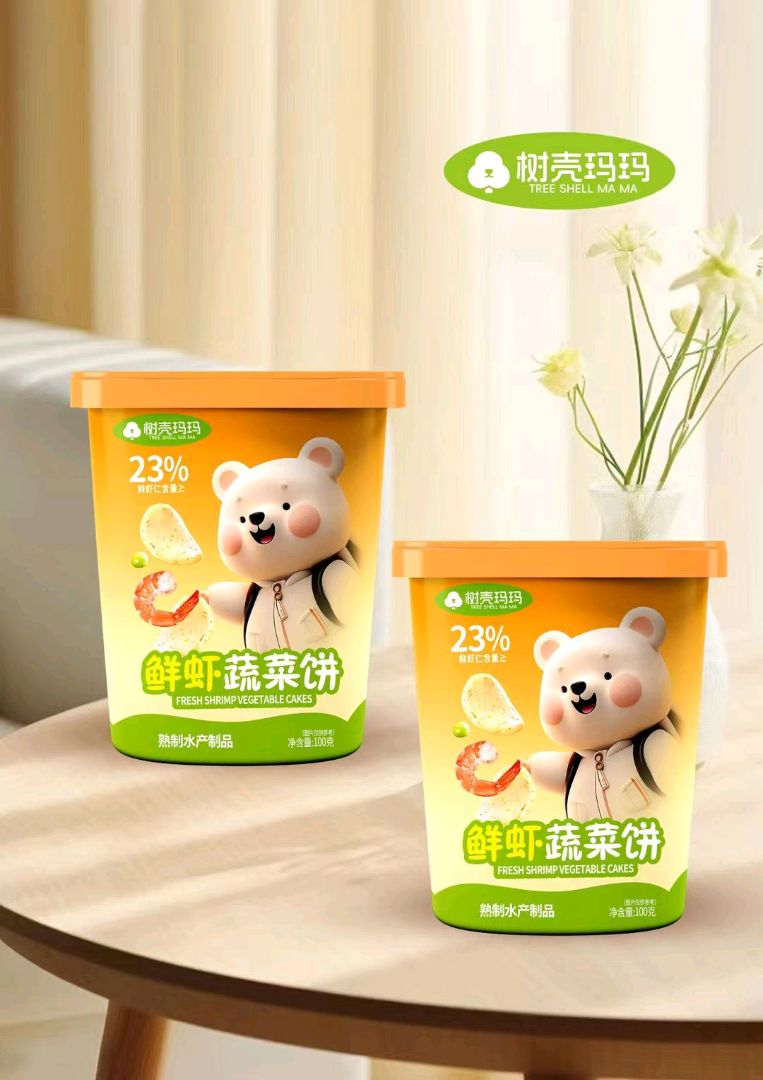 树壳玛玛 蔬菜鳕鱼饼/鲜虾蔬菜饼100g