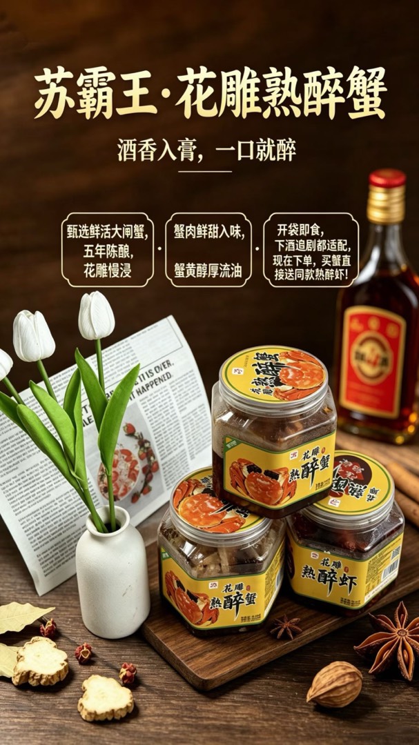苏霸王花雕熟醉蟹醉虾